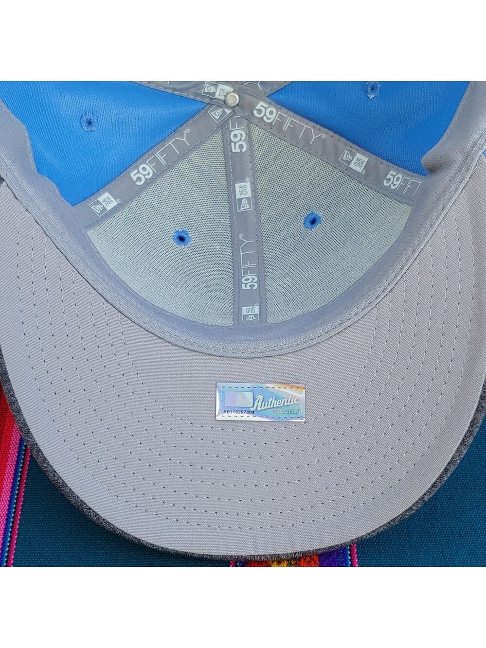New Era Dodgers 59FIFTY Low Profile 7 7/8 Fitted Baseball Cap Light-Dark Blue - Picture 7 of 16
